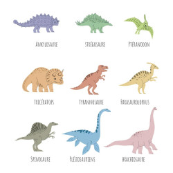 STICKER DINOSAURES NOMS 20X70