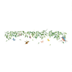 STICKER EXOTIQUES FEUILLES OISEAUX 70X10