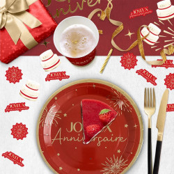 TRIO DECO TABLE PARTY ROUGE