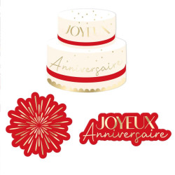 TRIO DECO TABLE PARTY ROUGE