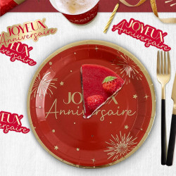 ASSIETTES x6 PARTY ROUGE