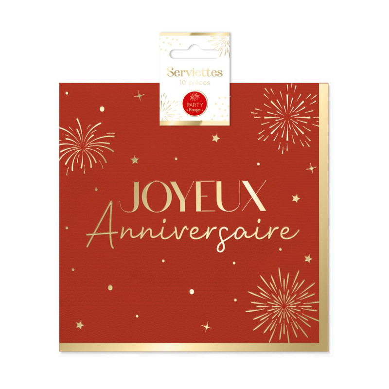 SERVIETTES x10 PARTY ROUGE