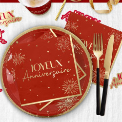 SERVIETTES x10 PARTY ROUGE