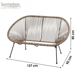 SOFA "CABANA" 2 PLACES FILS TAUPE