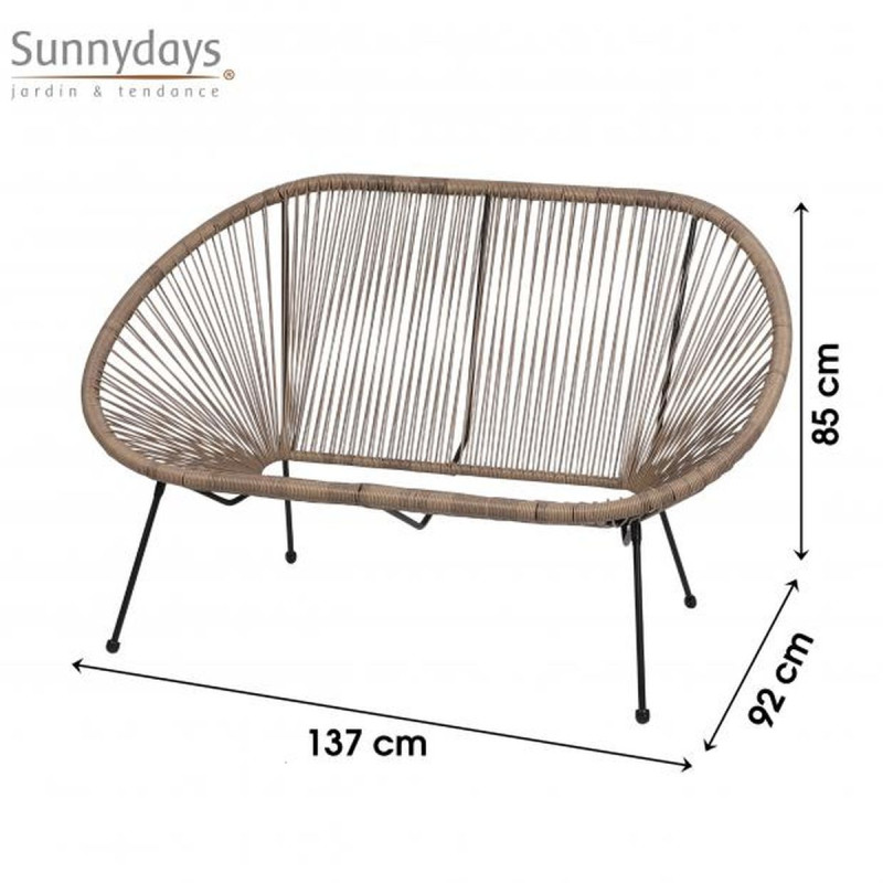 SOFA "CABANA" 2 PLACES FILS TAUPE