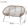 SOFA "CABANA" 2 PLACES FILS TAUPE