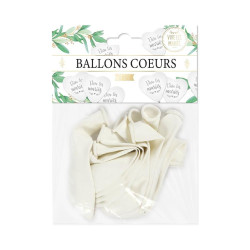 BALLONS COEURS "VIVE LES MARIES" X8