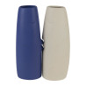 VASE X2 FACE INDIGO+ECRU H30CM