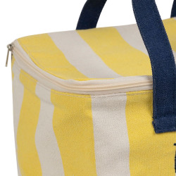 Sac Lunch Isotherme Jaune Bleu et blanc à rayures 24x17cm "Bisou, bisou"