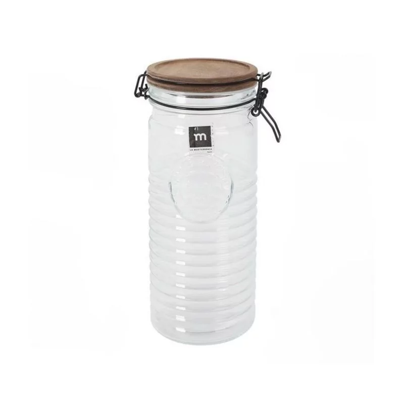 1300ml glazen pot met houten deksel