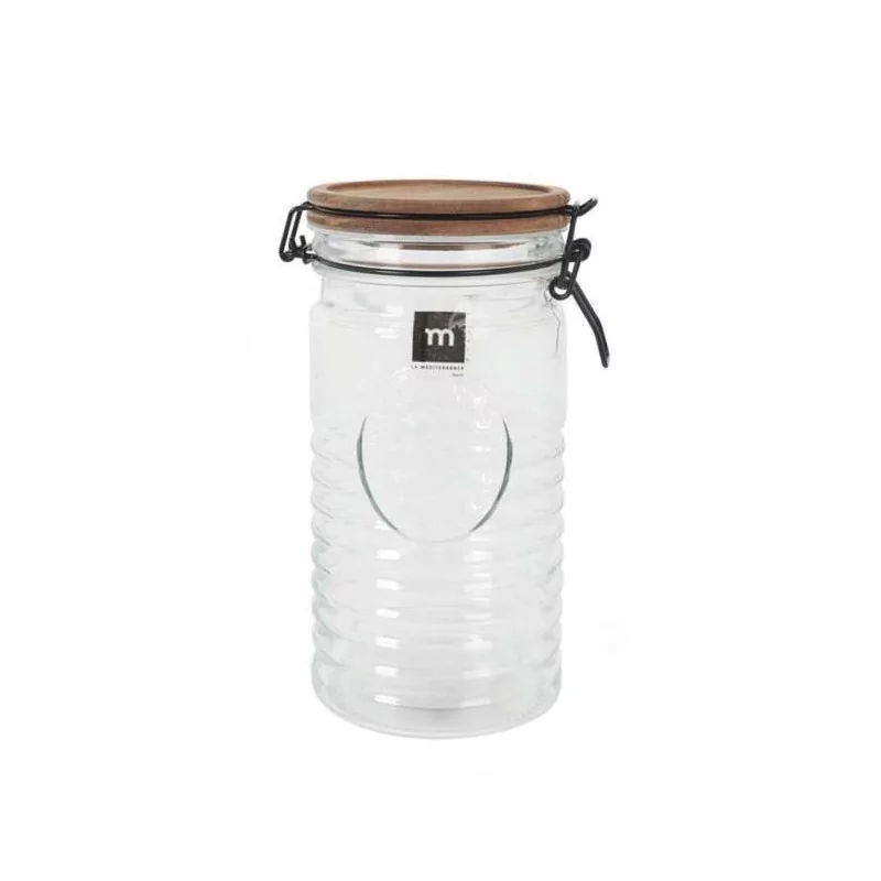 Barattolo di vetro da 1000 ml con coperchio di legno