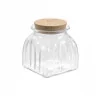 Pot en verre carré côtelé 660ml - Couvercle liège