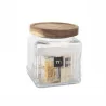 Pot carré côtelé en verre 0.5L - Couvercle bois