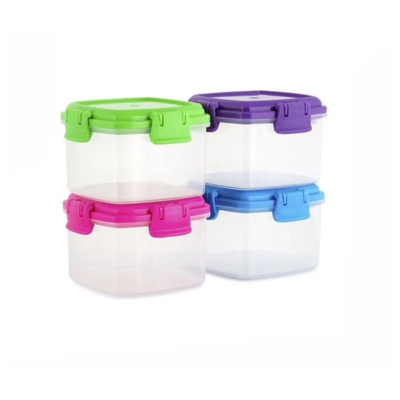 Set 4 mini-boîtes de rangement 3x5x5cm - Couvercles colorés - Plastique Set 4 mini-boîtes de rangement 3x5x5cm - Couvercles colorés - Plastique