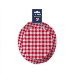 Bob "Pinard et Sauciflard" en tissu vichy rayé rouge et blanc
