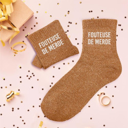 Chaussettes à Paillettes "FOUTEUSE DE MERDE"