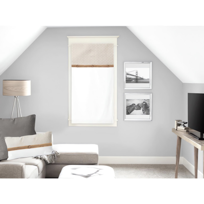 Brise-Bise Candice 100% Coton avec Frise en Jute 45x90 cm Brise-Bise Candice 100% Coton avec Frise en Jute 45x90 cm