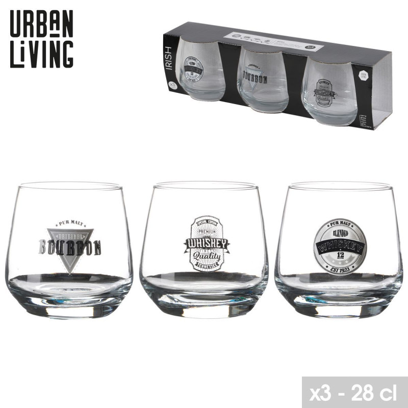 VERRE A WHISKY DECORE X3 34,5CL "IRISH"