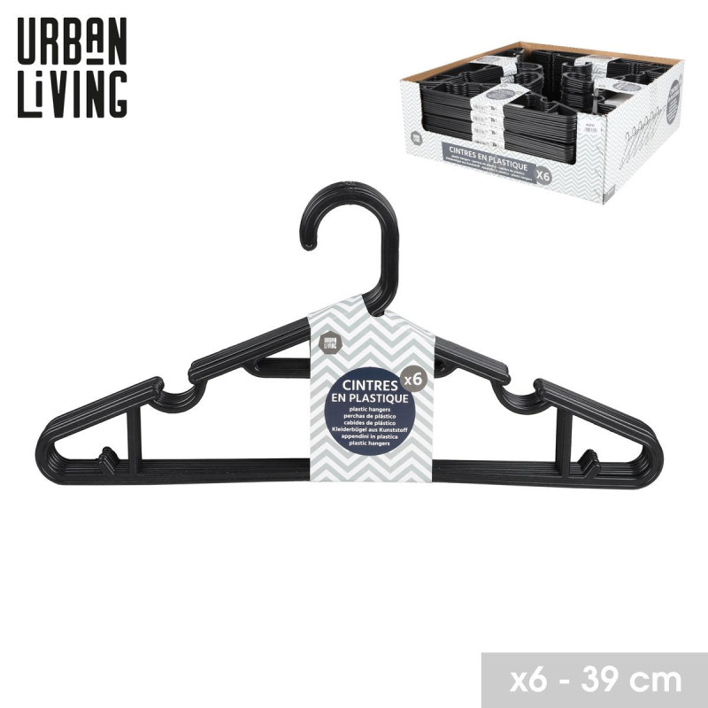 CINTRE EN PLASTIQUE NOIR X 6PCS