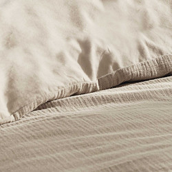 Parure de Lit ANGELIA Sable 1 Personne - 140×200 cm - Double Gaze de Coton
