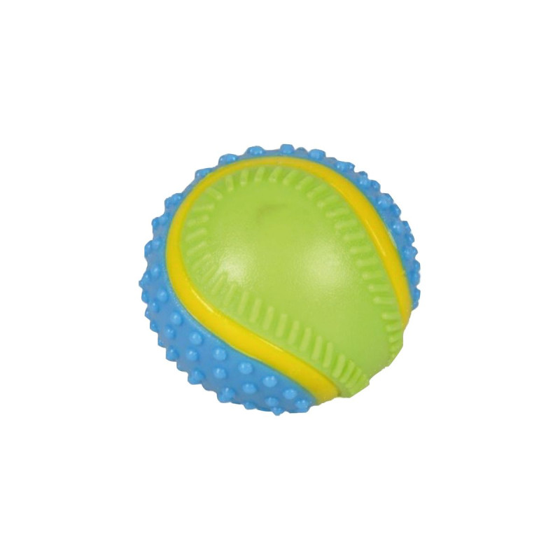 Jouet Balle de Stimulation 5 Sens - Goût Bœuf, TPR, D6,5cm - Bleu & Jaune