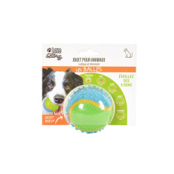 Jouet Balle de Stimulation 5 Sens - Goût Bœuf, TPR, D6,5cm - Bleu & Jaune