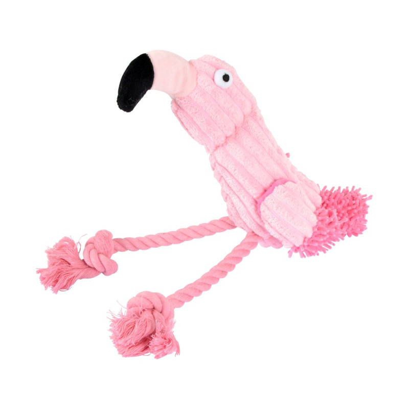 Jouet pour chien peluche flamant rose sonore 46x7cm