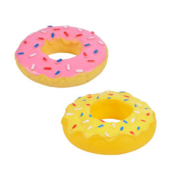 JOUET DONUT SONORE 14x3.5xH.14cm 2 COLORIS ASSORTIS ROSE JAUNE