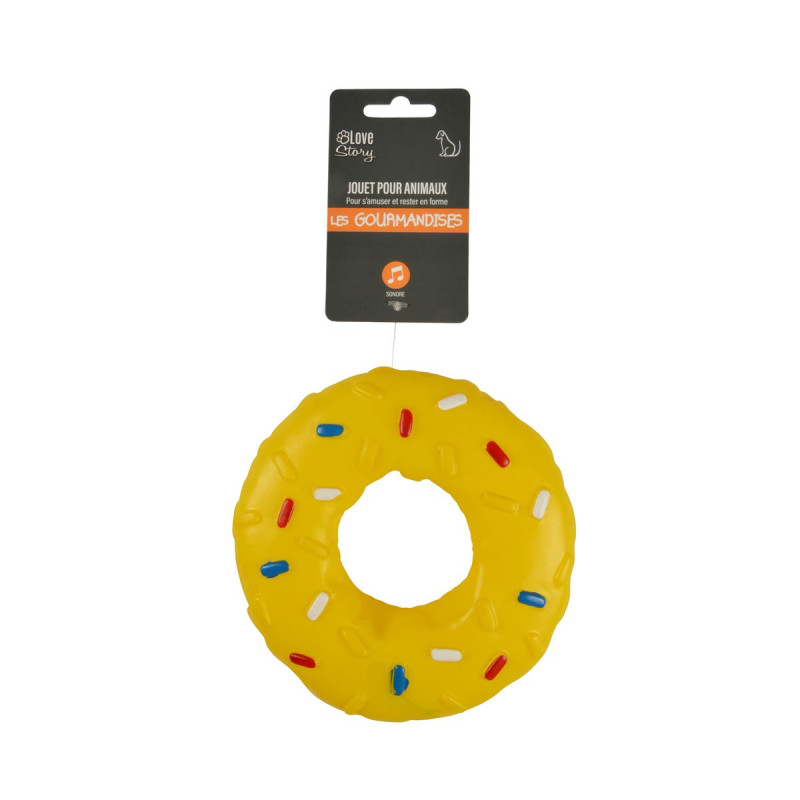 JOUET DONUT SONORE 14x3.5xH.14cm 2 COLORIS ASSORTIS ROSE JAUNE JOUET DONUT SONORE 14x3.5xH.14cm 2 COLORIS ASSORTIS ROSE JAUNE