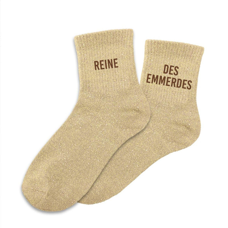 Chaussettes à Paillettes "Team Emmerdeuse" | Taille Unique 36-42 | Blanc Scintillant | Cadeau Humoristique Et Décalé