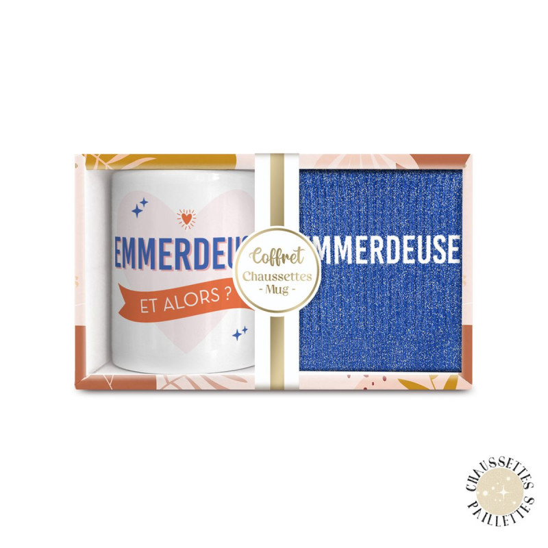 COFFRET MUG CHAUSSETTES PAILL. EMMERDEUS
