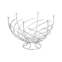 Corbeille à Fruits Design "Fleur" en Fil Métal Chromé - D30 H21cm