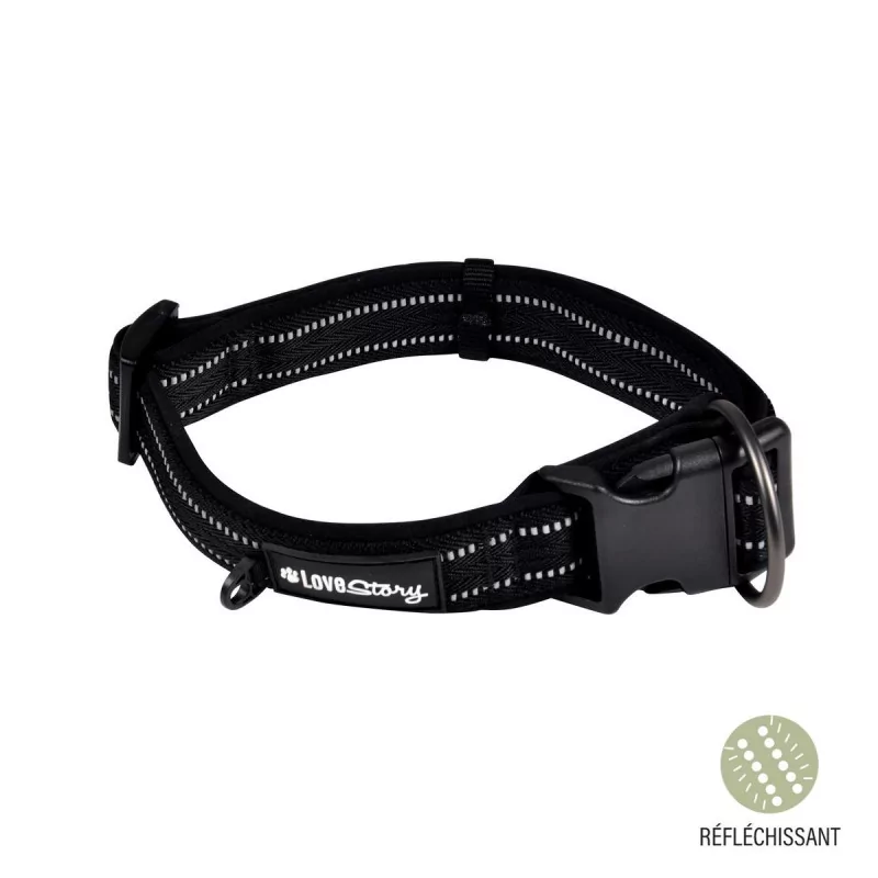 Collier pour Chien EXPERT en Nylon et Néoprène Réglable - Noir 55-75cm
