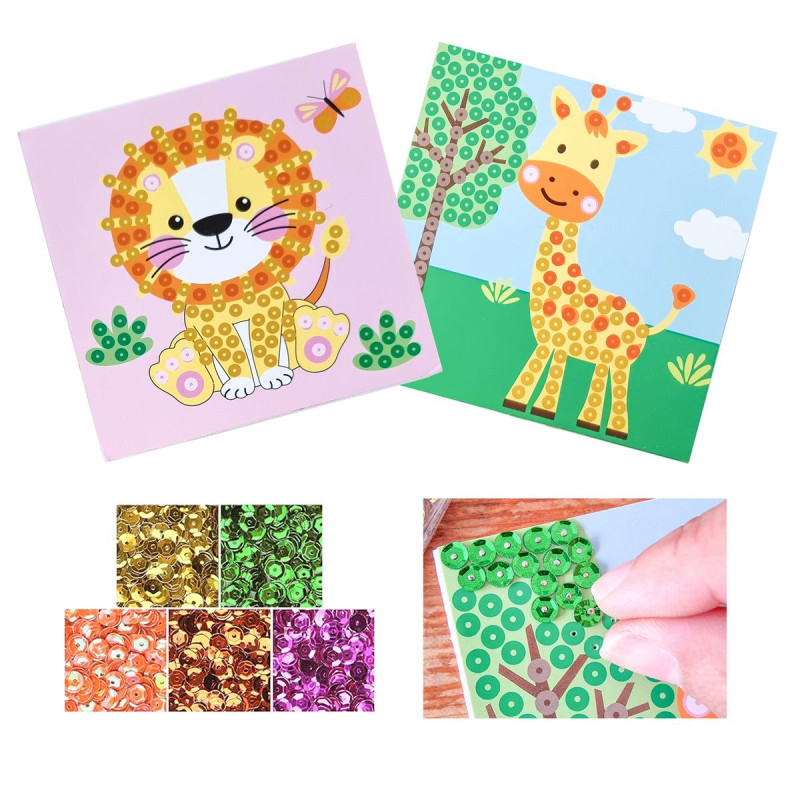 Kit créatif Tableaux Sequins Lion & Girafe Kit créatif Tableaux Sequins Lion & Girafe