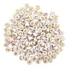 Perles lettres rde acryl blc et or, 0,7