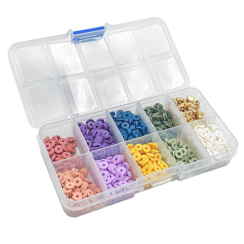 Perles heishi 9 coul+intercalaires dorés