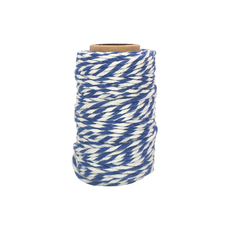 Ficelle coton bicolore Bleu Foncé 25mxD1