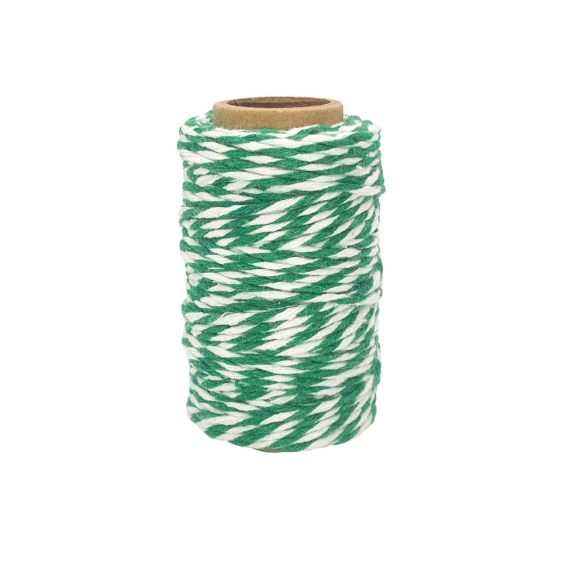 Ficelle coton bicolore Vert Foncé 25mxD1