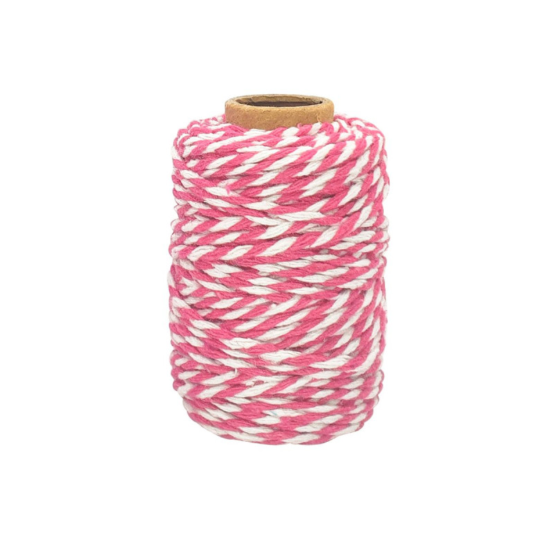 Ficelle coton bicolore Fuchia 25mxD1,5mm
