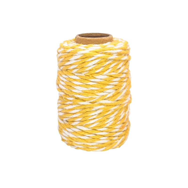 Ficelle coton bicolore Jaune 25mxD1,5mm