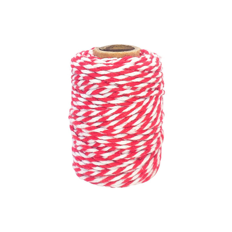 Ficelle coton bicolore Rouge 25mxD1,5mm Ficelle coton bicolore Rouge 25mxD1,5mm