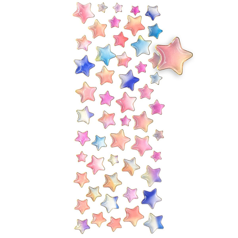 Stickers époxy étoiles pastel, 0,8 à 1,5 Stickers époxy étoiles pastel, 0,8 à 1,5