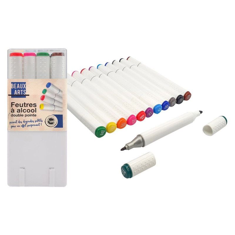 Feutres double pointe coul vives x 12 pc