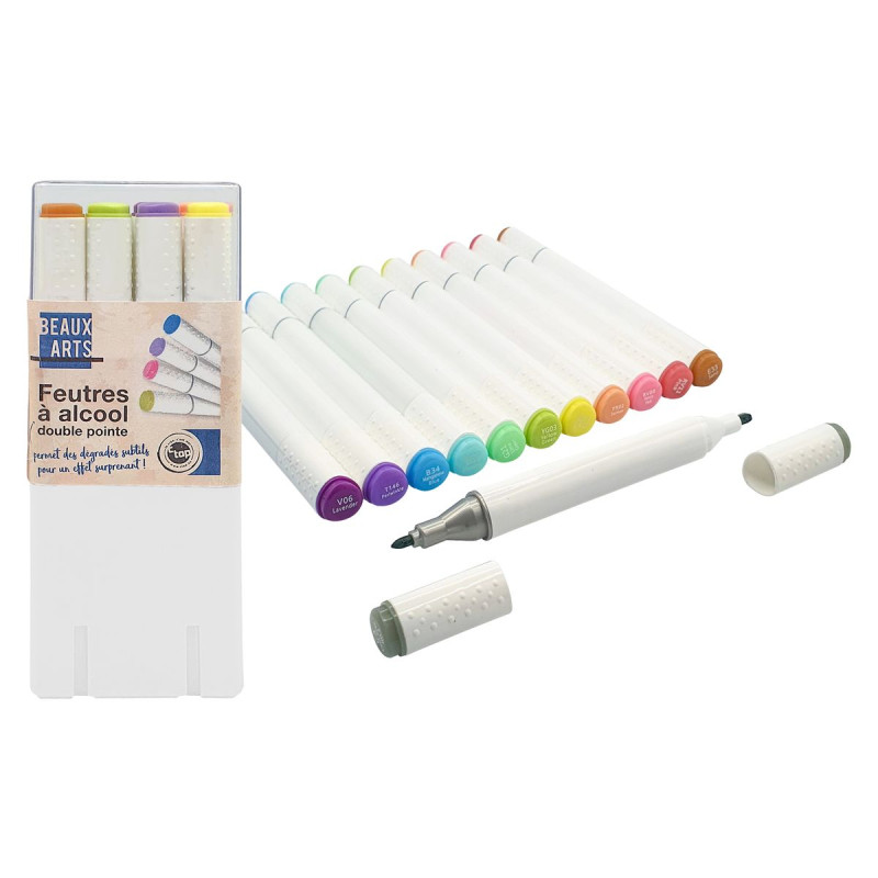 Feutres double pointe coul pastel x 12 p