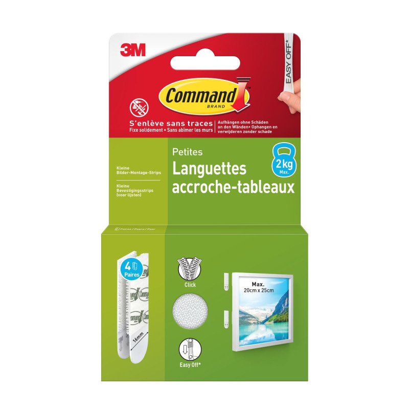 Languettes Accroche-Tableaux Command™ - Fixation murale sans traces 2 kg Languettes Accroche-Tableaux Command™ - Fixation murale sans traces 2 kg