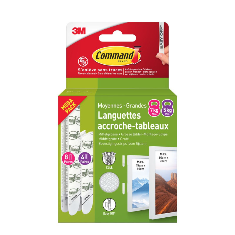 Multi-pack Languettes Accroche-Tableaux Command™ - 4 paires M (5kg) + 8 paires L (7kg) Multi-pack Languettes Accroche-Tableaux Command™ - 4 paires M (5kg) + 8 paires L (7kg)
