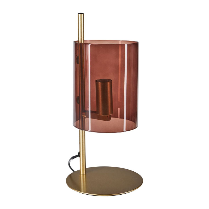 Lampe à poser "Victoria" en verre ambré et métal doré - Design moderne D14 x H30,5 cm