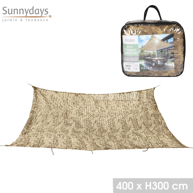 VOILE D'OMBRAGE CAMOUFLAGE MOCHA 3X4M