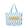 Sac Cabas "Cool Vibes" Bleu 44x35x10 cm - Mélange Coton & Polyester - Motif Vagues