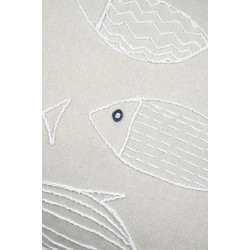 Coussin Décoratif Azuria Naturel 35x60 cm - Motif Poissons